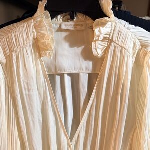 Ramy Brook Women's Cream Bethany Ruffle Long-Sleeve Blouse Top Sz S